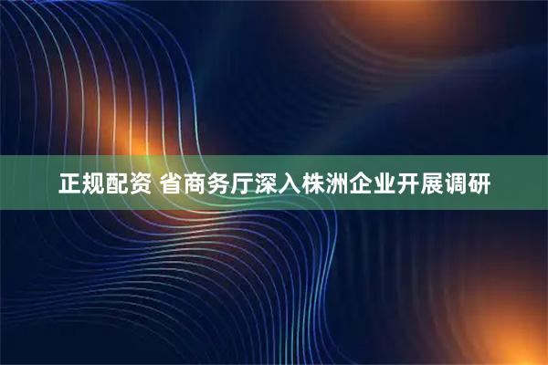 正规配资 省商务厅深入株洲企业开展调研